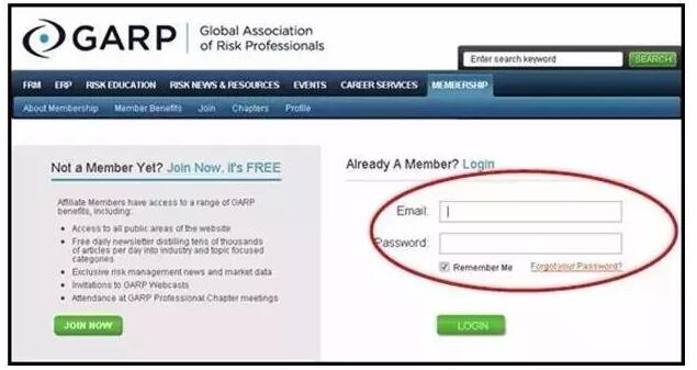 登入?yún)f(xié)會(huì)官網(wǎng)：http://www.garp.org/