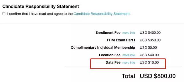 FRM小編發(fā)現(xiàn)FRM新考生報名，要多交10美元的Data Fee