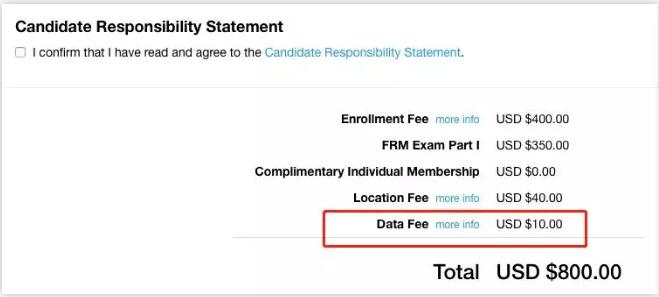 FRM小編發(fā)現(xiàn)FRM新考生報名，要多交10美元的Data Fee