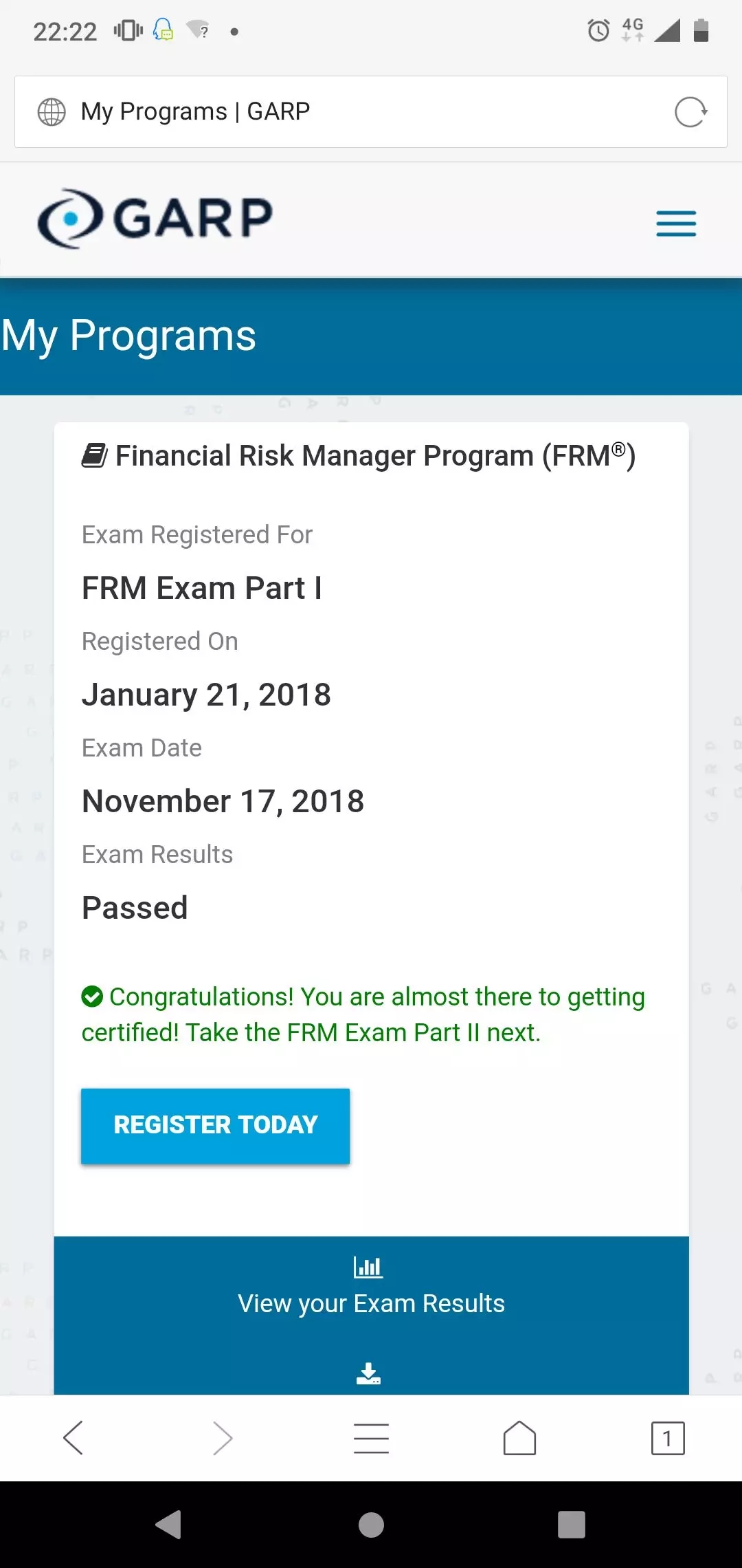 FRM成績通過顯示