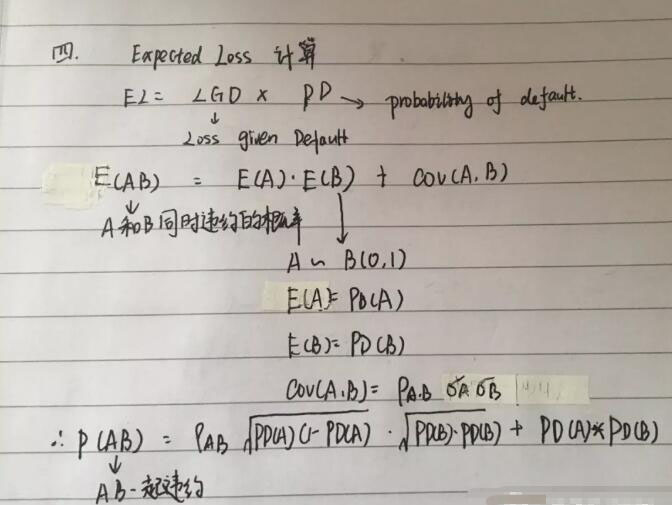 這部分的計算需要大家稍微的掌握一點概率統(tǒng)計知識，比如聯(lián)合違約概率的計算