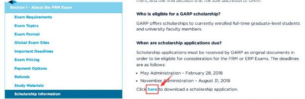 點(diǎn)擊之后可以看到一些獎(jiǎng)學(xué)金申請(qǐng)的信息，點(diǎn)擊”here”就可以下載獎(jiǎng)學(xué)金申請(qǐng)表