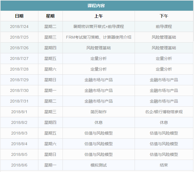 frm暑假班課程安排