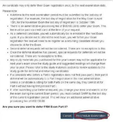 點擊上圖Defer Exam之后,會彈出如下頁面