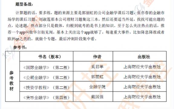 上海財(cái)經(jīng)大學(xué)金融專(zhuān)碩備考建議及參考書(shū)