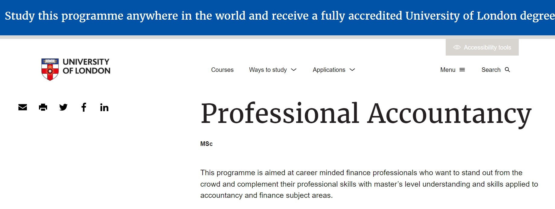 ACCAer如何申请伦敦大学专业会计学硕士学位（UOL）